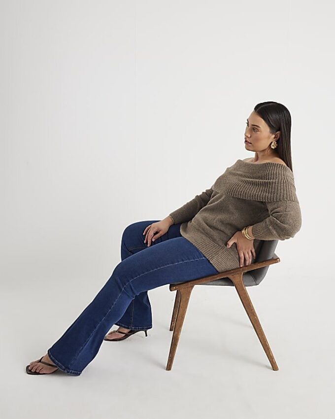 Blå högmidjade Sculpt Flare-jeans Blå högmidjade Sculpt Flare-jeans
