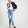 Blå högmidjade slim fit-jeans