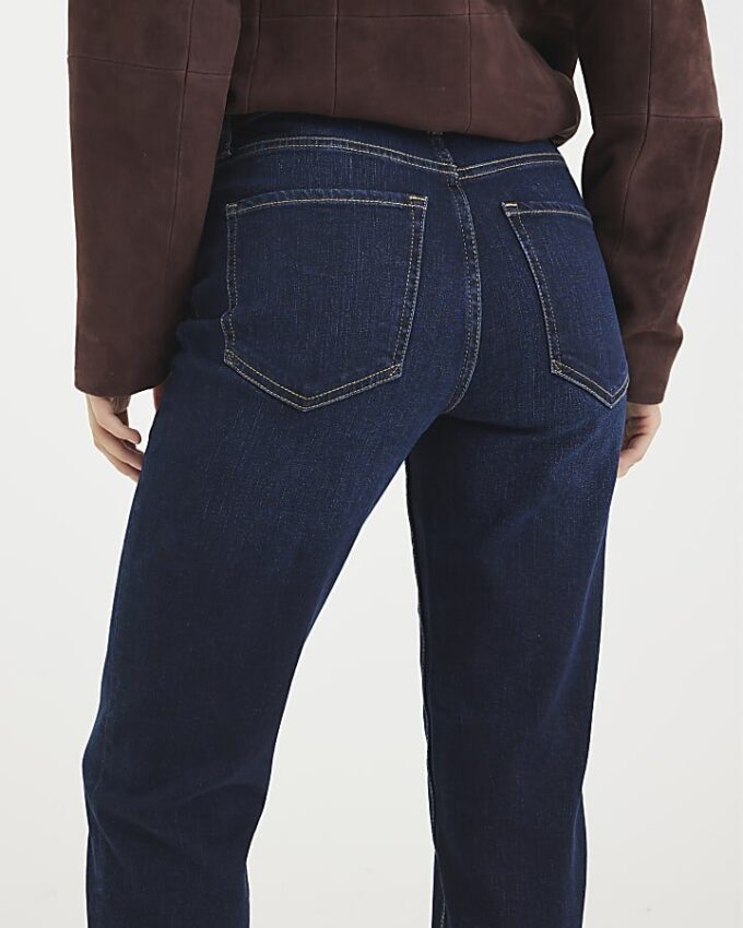Blå högmidjade slim fit-jeans Blå högmidjade slim fit-jeans