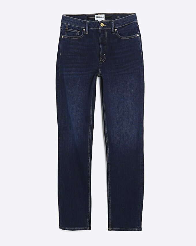 Blå högmidjade slim fit-jeans Blå högmidjade slim fit-jeans