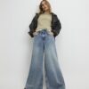 Blå jeans med dragsko och vida ben Blå jeans med dragsko och vida ben