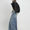 Blå jeans med dragsko och vida ben Blå jeans med dragsko och vida ben