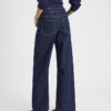 Blå jeans med dubbel midja och vida ben