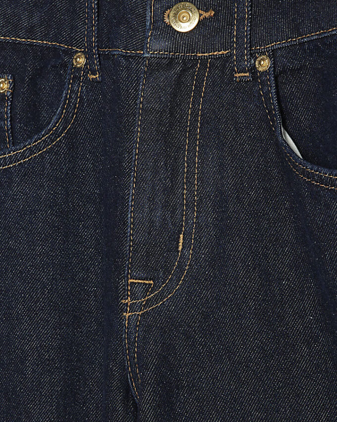 Blå jeans med dubbel midja och vida ben
