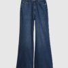Blå jeans med hög midja och mjuka vida ben