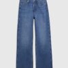 Blå jeans med hög midja och raka ben