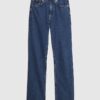 Blå jeans med hög midja och raka ben Blå jeans med hög midja och raka ben