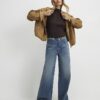 Blå jeans med hög midja och vida ben