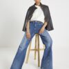 Blå jeans med hög midja och vida ben Blå jeans med hög midja och vida ben