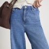 Blå jeans med hög midja och vida ben