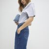Blå jeans med hög midja och vida ben