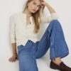 Blå jeans med hög midja och vida ben