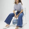 Blå jeans med hög midja och vida ben