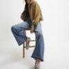 Blå jeans med hög midja och vida ben