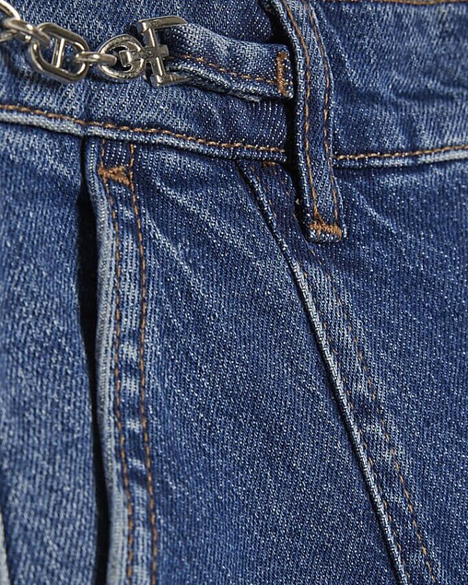 Blå jeans med hög midja och vida ben