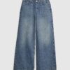 Blå jeans med hög midja och vida ben