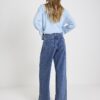 Blå jeans med hög midja, sömmar och vida ben