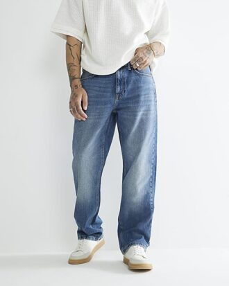 Blå jeans med lös passform