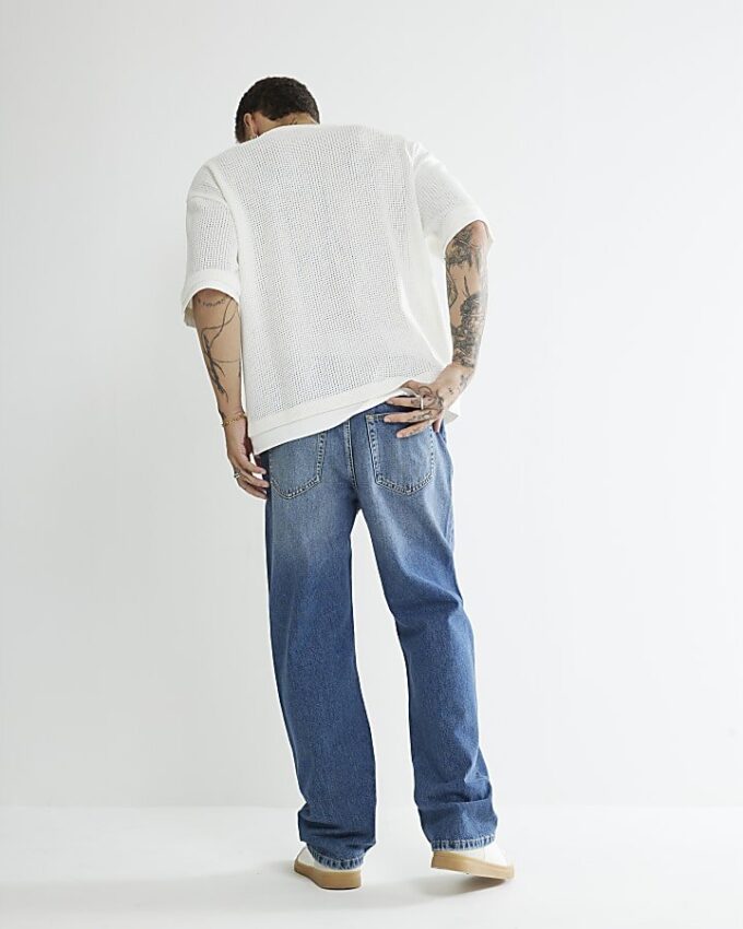 Blå jeans med lös passform