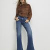 Blå jeans med medelhög midja och bootcut