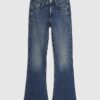 Blå jeans med medelhög midja och bootcut
