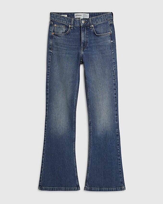 Blå jeans med medelhög midja och bootcut
