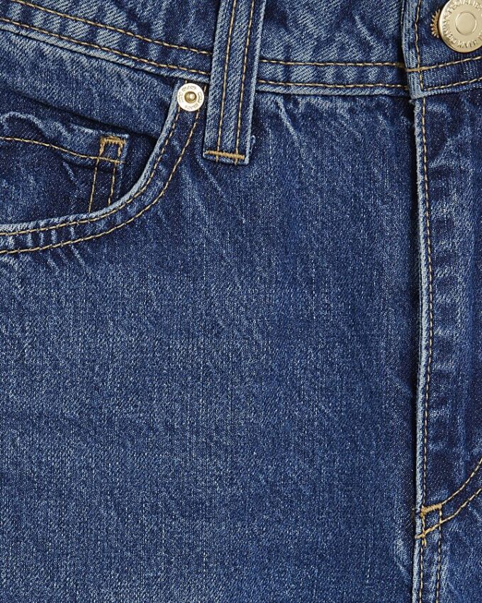 Blå jeans med medelhög midja och sömmar