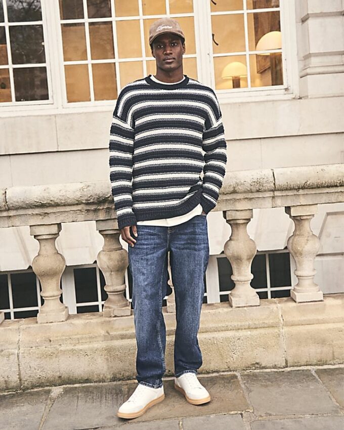 Blå jeans med raka ben Blå jeans med raka ben