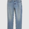 Blå jeans med raka ben