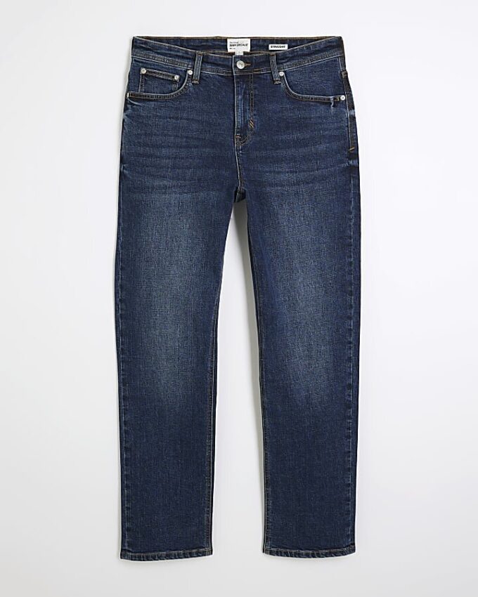 Blå jeans med raka ben Blå jeans med raka ben