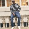Blå jeans med raka ben Blå jeans med raka ben