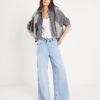 Blå jeans med vida ben i pyjamasstil