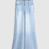 Blå jeans med vida ben i pyjamasstil