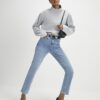 Blå klassiska högmidjade slim fit-jeans