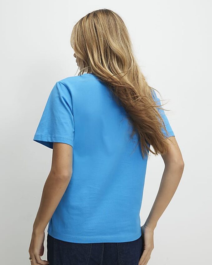Blå kortärmad slim fit-T-shirt