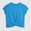 Blå kortärmad T-shirt med vridet framstycke