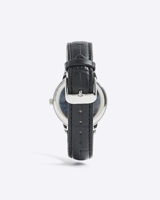 Blå läderarmbandsur