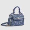 Blå mini-broderad crossbody-väska