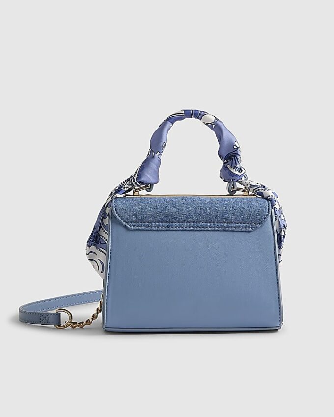 Blå mini-broderad crossbody-väska