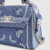 Blå mini-broderad crossbody-väska