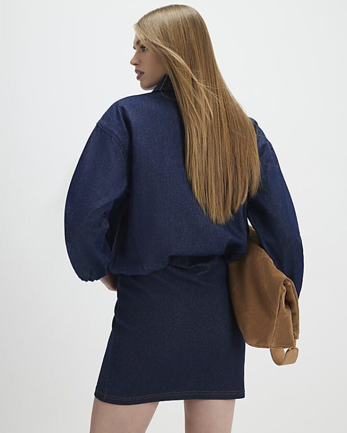 Blå minikjol i denimjersey