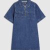 Blå miniklänning i denim med dragkedja fram