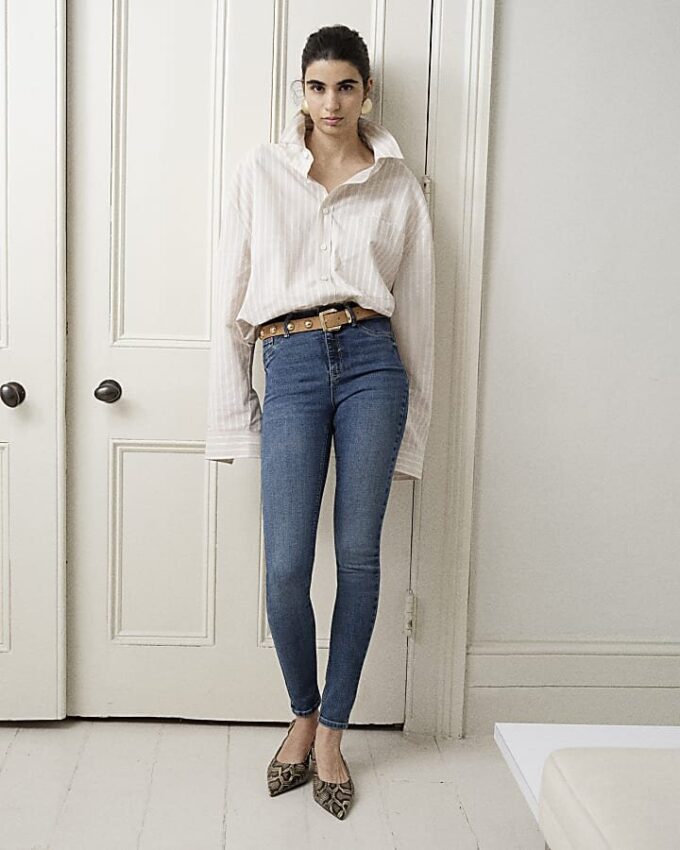 Blå Molly Bum Sculpt Skinny Jeans med medelhöjd