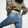 Blå Molly Bum Sculpt Skinny Jeans med medelhöjd