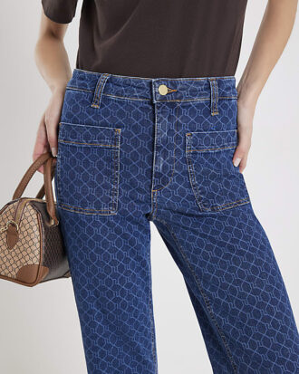 Blå Monogram Relaxed Flare Jeans