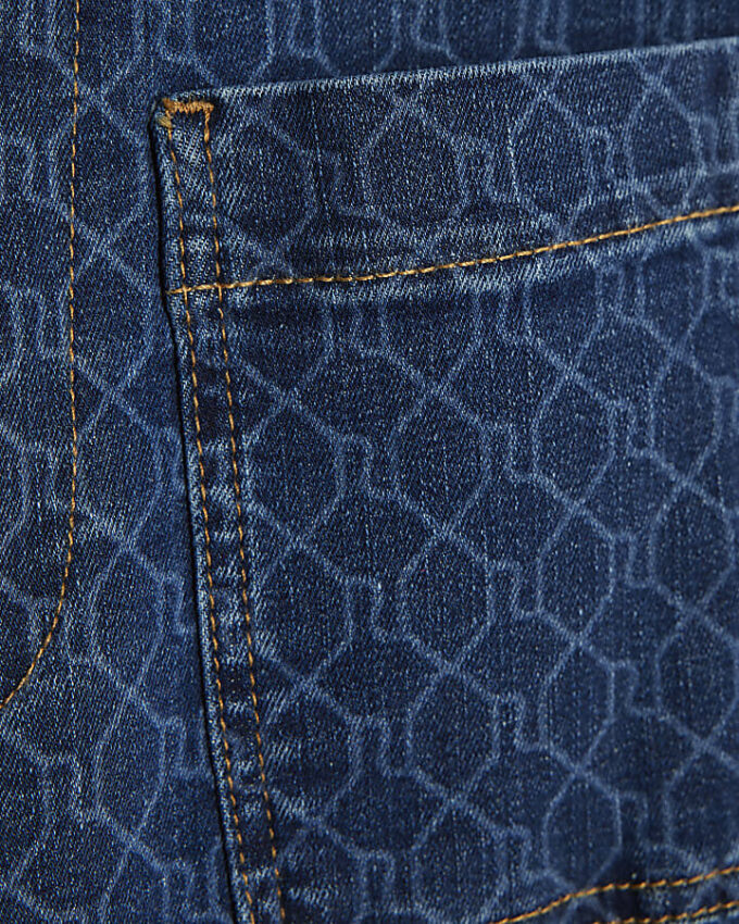 Blå Monogram Relaxed Flare Jeans
