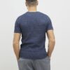 Blå muskelpassad texturerad stickad T-shirt