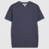 Blå muskelpassad texturerad stickad T-shirt