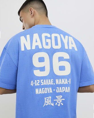 Blå Nagoya 96 T-shirt i oversized-passform