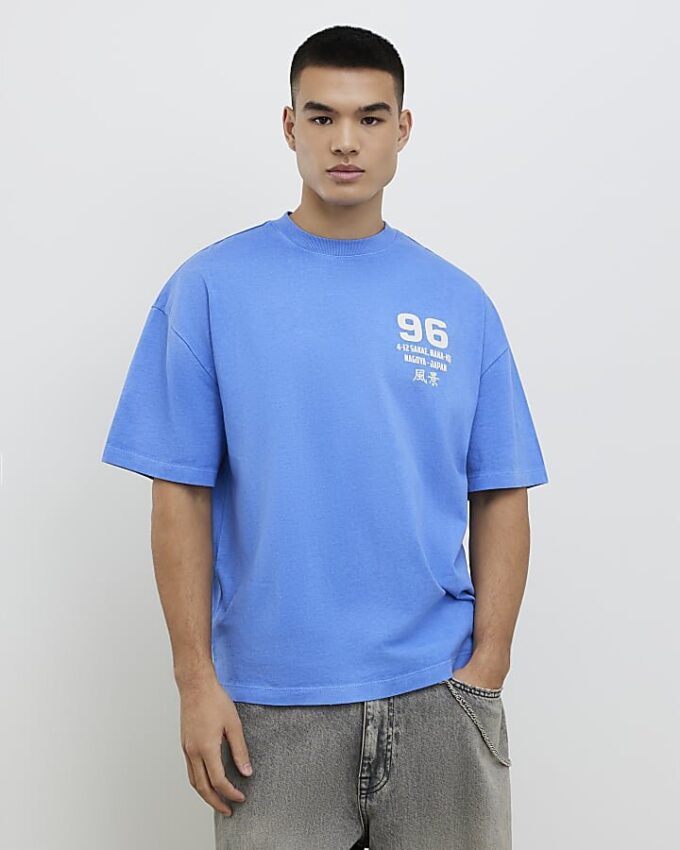 Blå Nagoya 96 T-shirt i oversized-passform